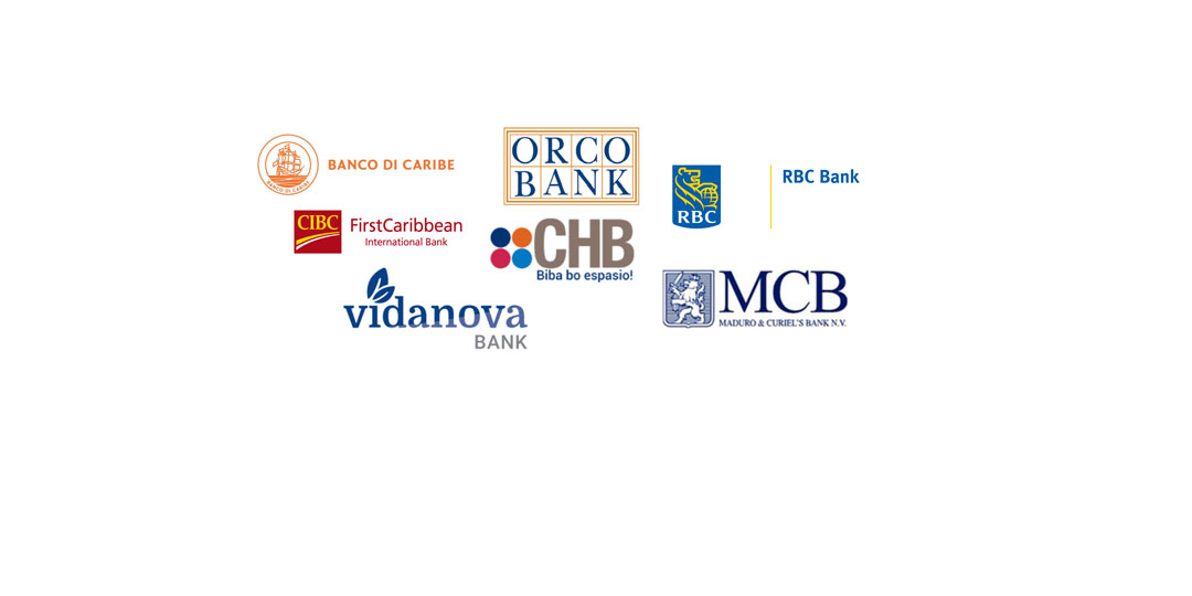 The logos of Curaçaoan banks